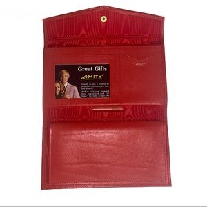 Vintage Amity Red Leather Wallet and Checkbook Clutch